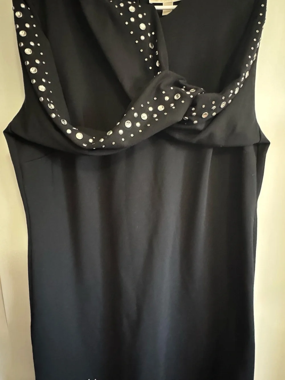 MICHAEL Michael Kors black sheath dress Plus Size Stretch Knit Rhinestone Trim